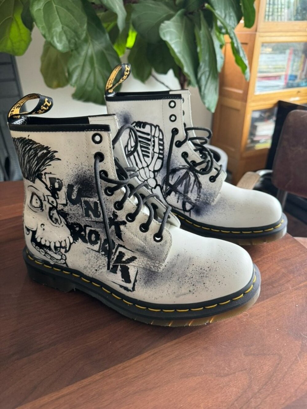 Dr. Martens 1460 Custom Punk Rock 8-Eye White Leather Combat Boots